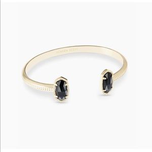Elton Gold Cuff Bracelet In Black Opaque Glass